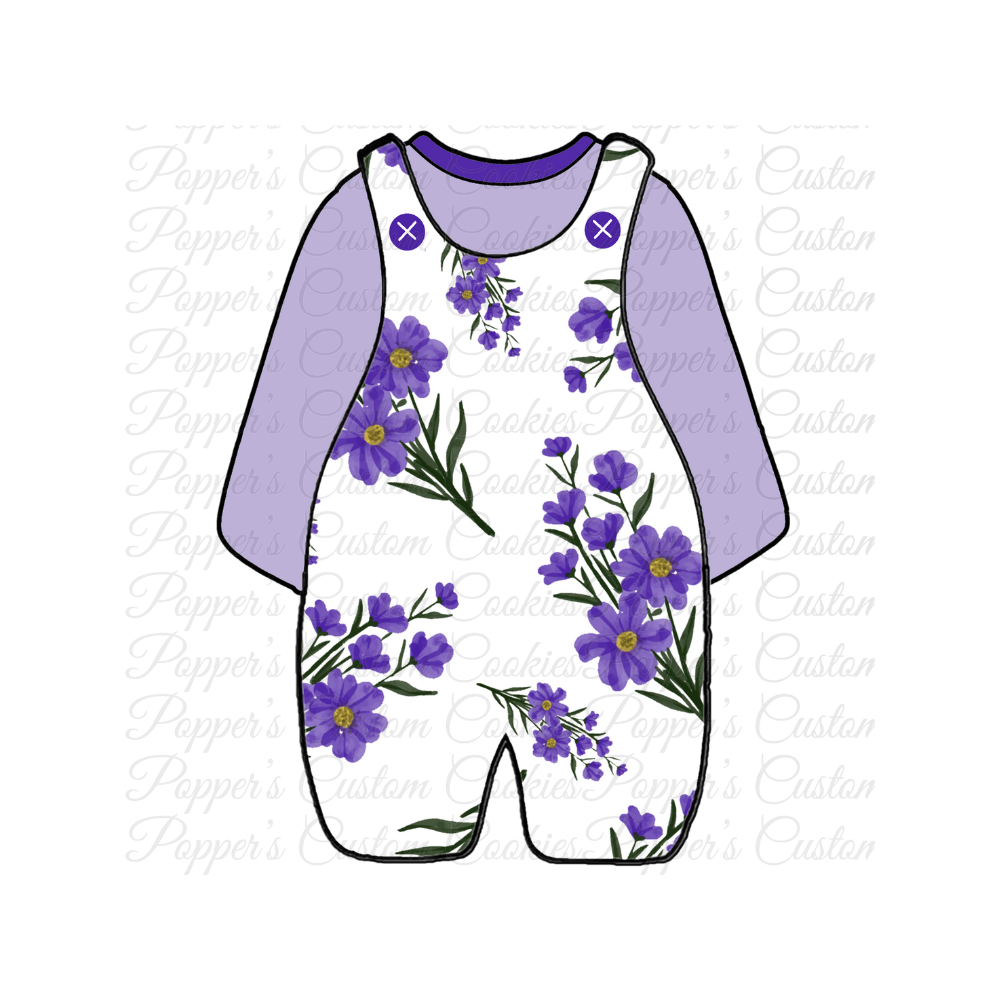 Romper, Girl’s, Purple Flowers, Purple Shirt Outline – The Design ...