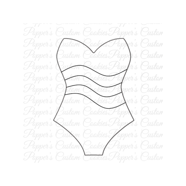 Bathing Suit, Strapless, HF, DYO Template, Wavy