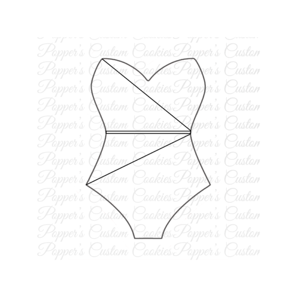 Bathing Suit, Strapless, HF, Magic Template, Contoured, Black Outline