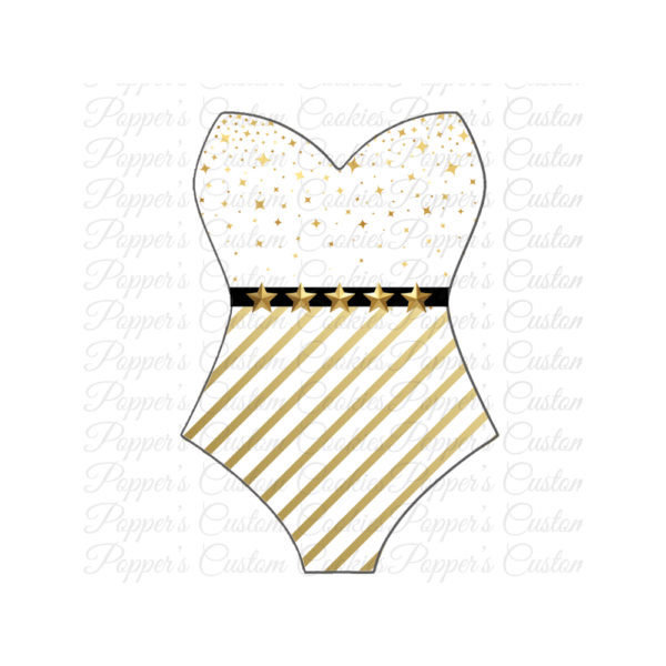 Bathing Suit, Strapless, HF, Gold Stars & Stripes