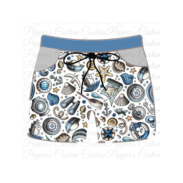 Men's Long Swim Trunks, Nautical