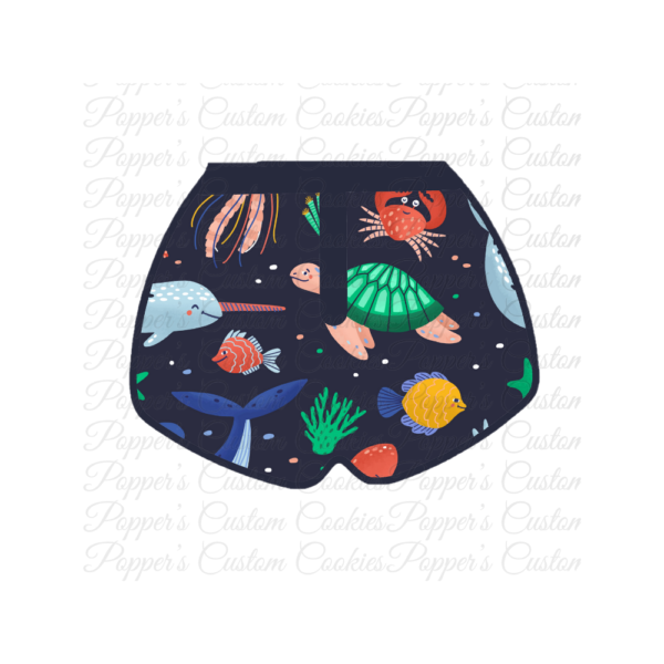 Kid's Short Swim Trunks, Crab & Turtle