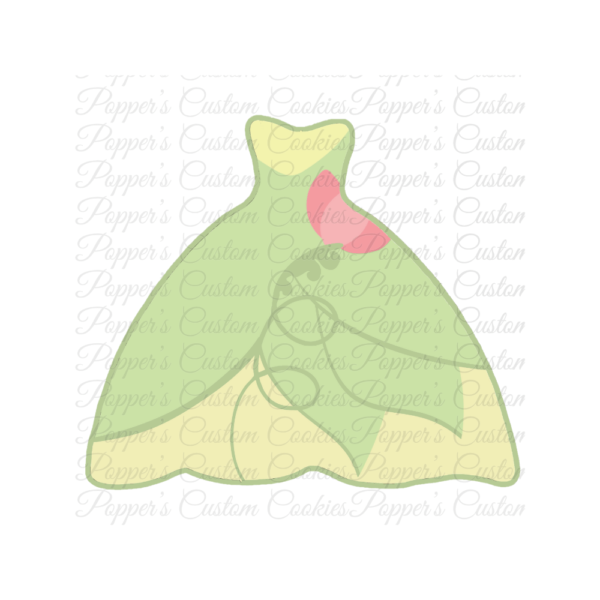 Dress, Princess, Green & Yellow Rose