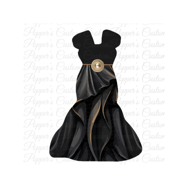 Dress, Evening Gown, Black & Gold