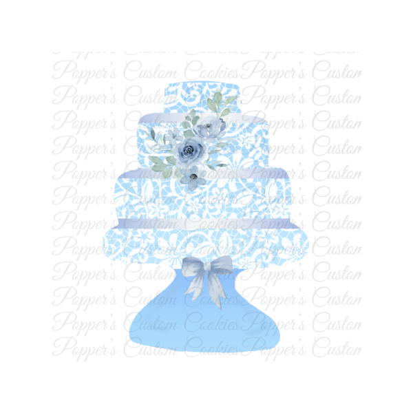 3 Layer Cake, Stand, AC, Ribbon, Blue Stand