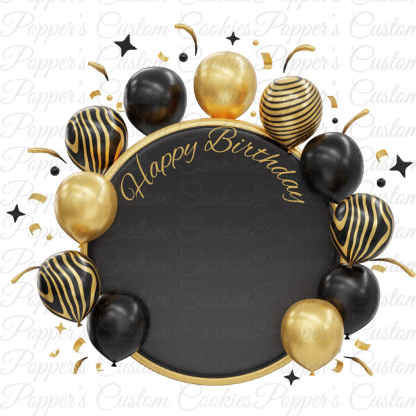 Birthday Card, Black & Gold, DYO Template