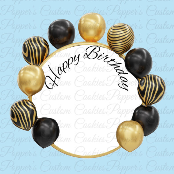 Birthday Card, Black & Gold, Magic Template