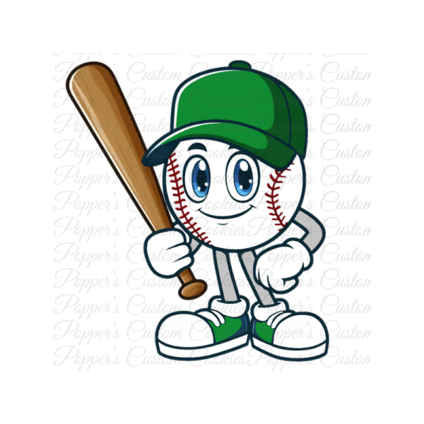 Baseball, Guy, Green Hat & Sneakers, With Bat