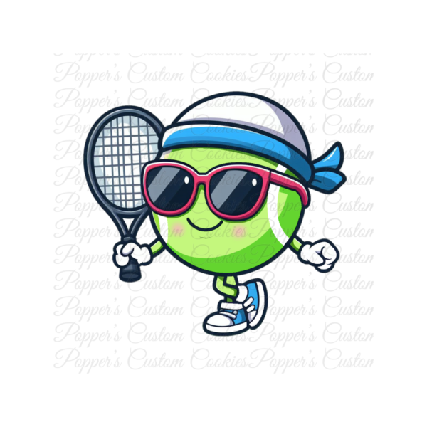 Tennis Ball, Guy, Racket, Blue Headband & Sneakers