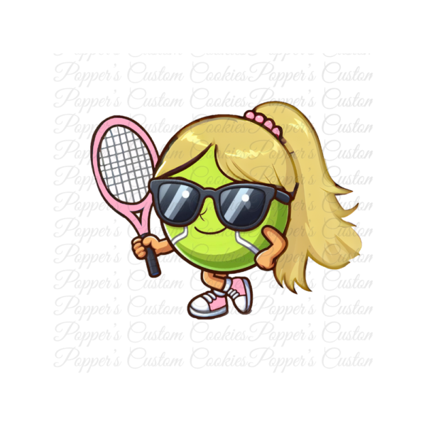 Tennis Ball, Girl, Blonde Hair, Pink Racket & Sneakers