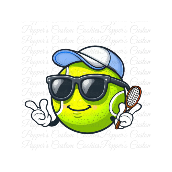 Tennis Ball, Guy, Racket & Blue Hat