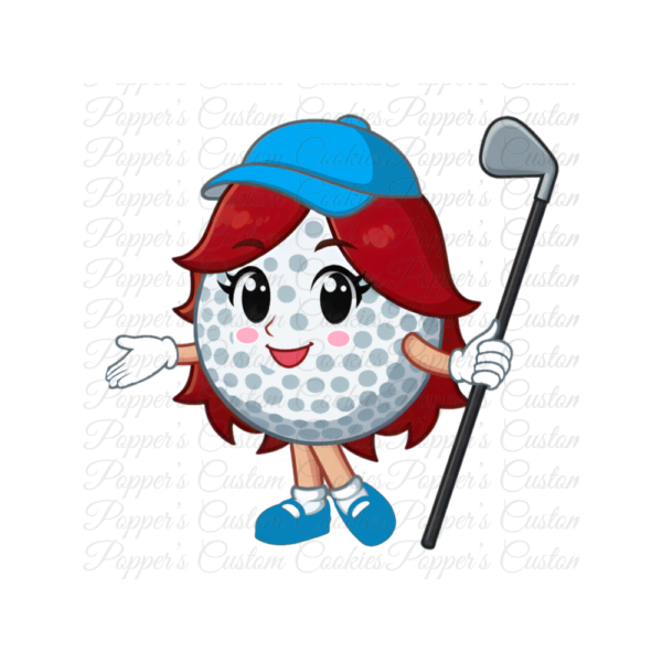 Golf, Girl, Red Hair, Blue Hat & Shoes