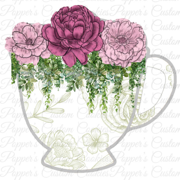 Teacup, Floral, Pink Floral & Leaf Bottom