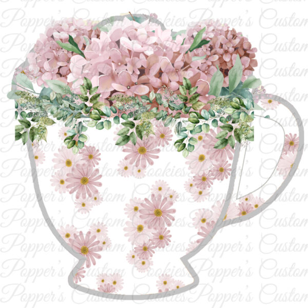 Teacup, Floral, Pink Hydrangea