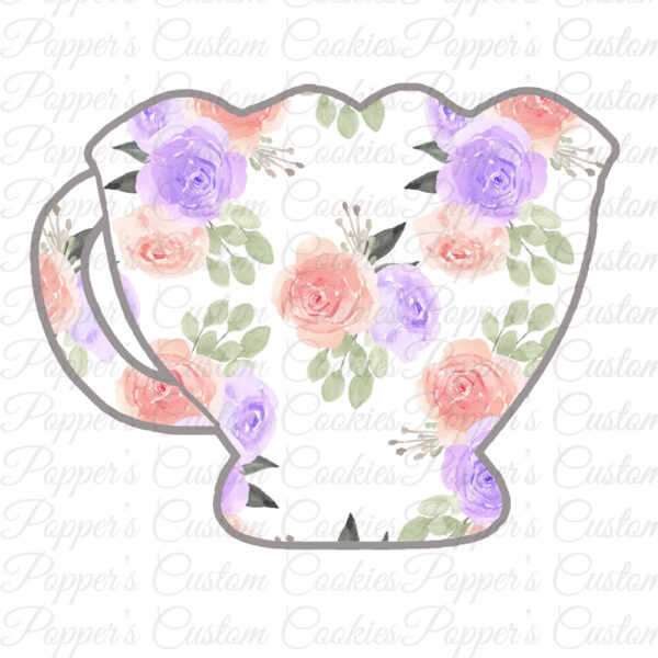 Teacup, Scalloped, Coral Bouquet