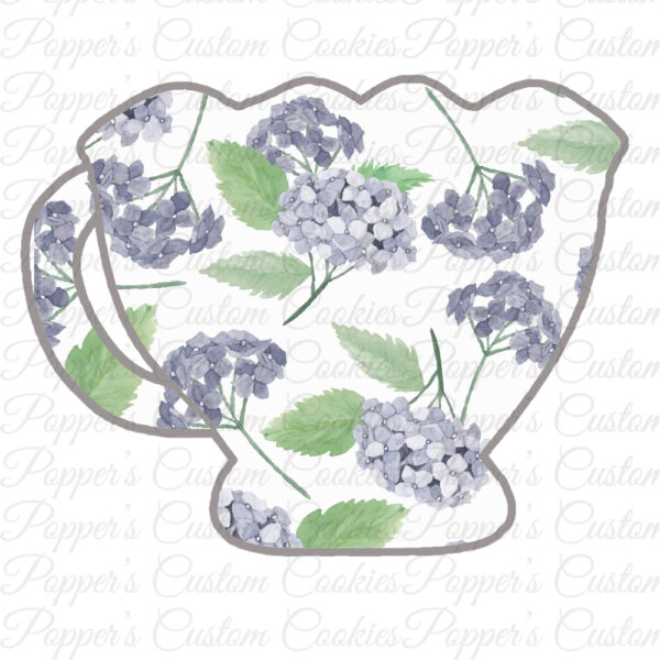 Teacup, Scalloped, Hydrangea Green & Purple