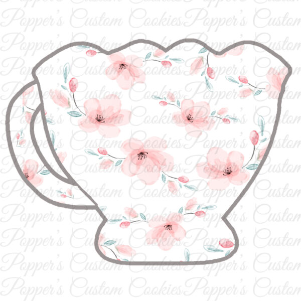 Teacup, Scalloped, Pink Dogwood