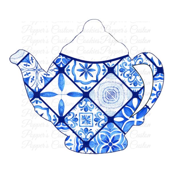 Teapot, Blue Tile & White Top