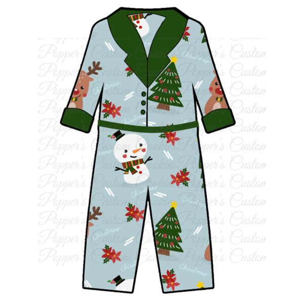 Pajamas, Christmas Tree & Snowman, Green Trim