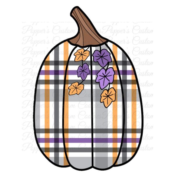 Pumpkin & Leaf, Tall, Purple Plaid