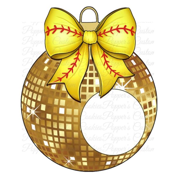 Ornament, Gold Disco Ball, Softball Magic Template