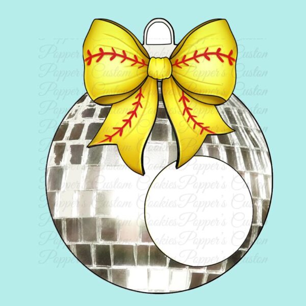 Ornament, Silver Disco Ball, Softball Magic Template