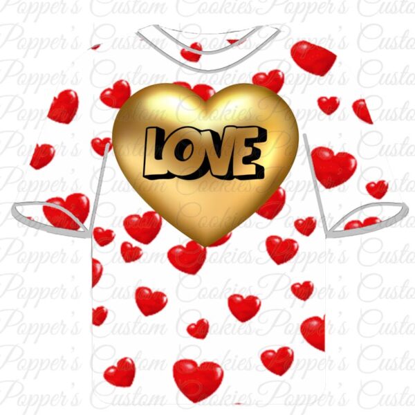 T-Shirt, Valentine's Day, Gold Love Heart