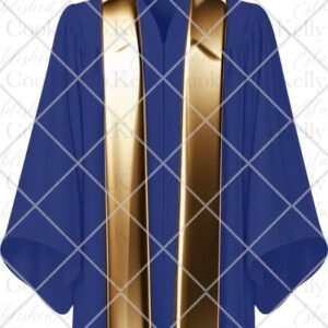 Graduation Cap & Gown Blue, Gold Stole
