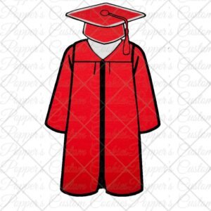 Graduation Cap & Gown, No Sash, Red