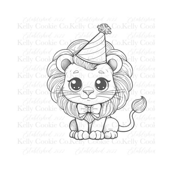 Party Animals, Lion, Black & White