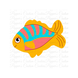 Fish, AC, Multi-Fin, Gold, Pink & Blue