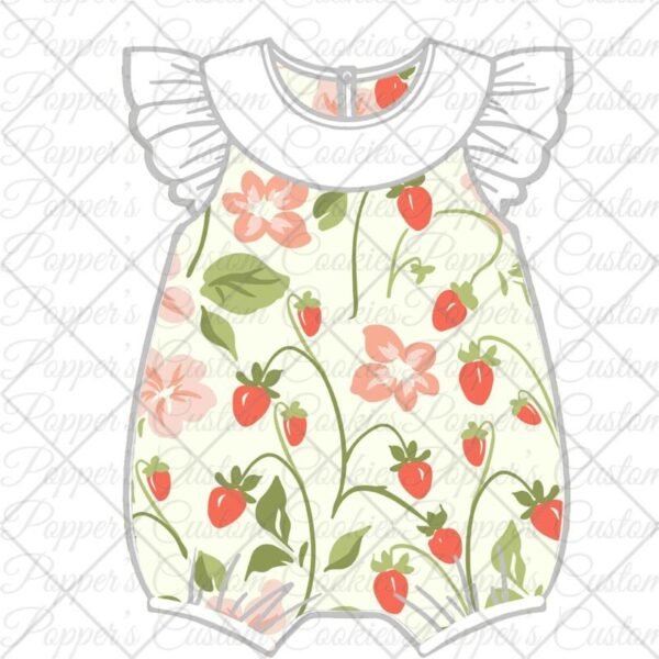 Ruffled Romper, Strawberry