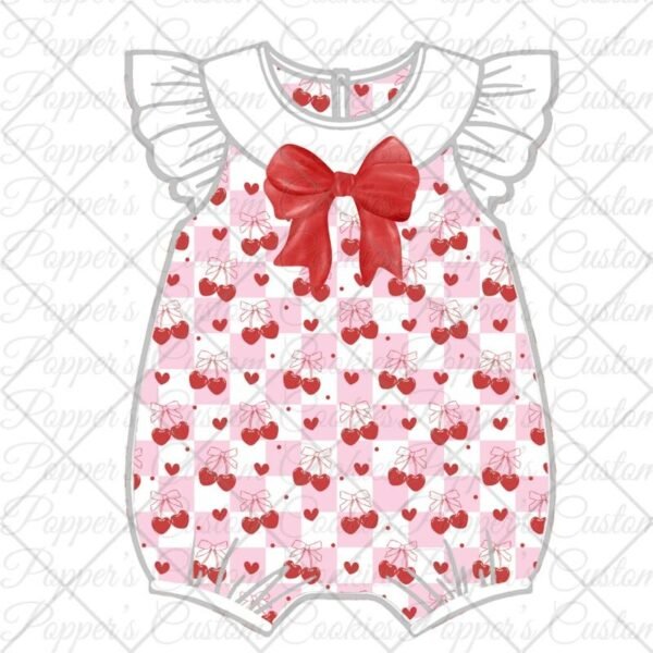 Ruffled Romper, Cherry