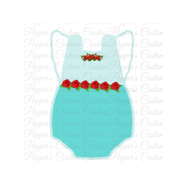 Ruffled Onesie, Teal Rose
