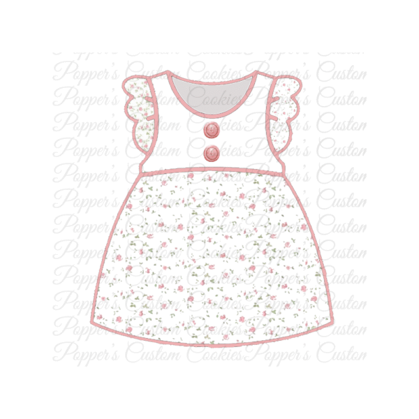 Girl's Dress, Rosebud and White