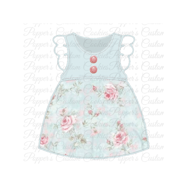 Girl’s Dress, Soft Blue Floral