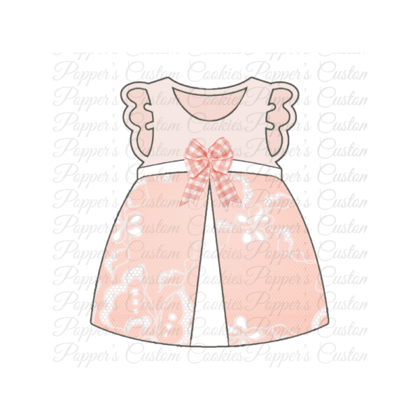 Girl’s Dress, Lace, Peach Bow