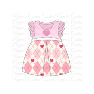 Girl’s Dress, Argyle, Pink Heart