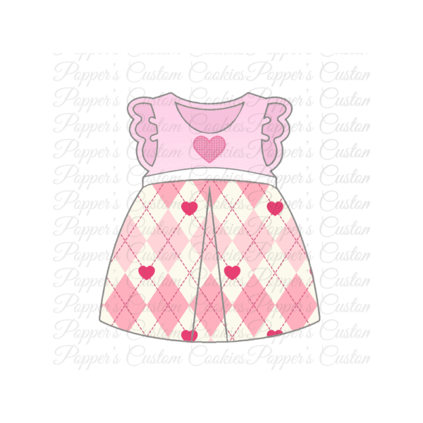 Girl’s Dress, Argyle, Pink Heart