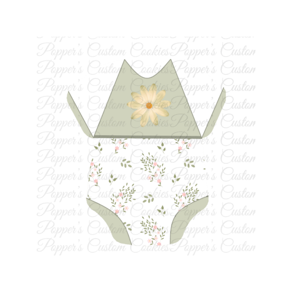 Onesie, White, Green Flower