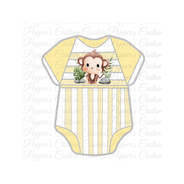 Onesie, Yellow Monkey, Striped