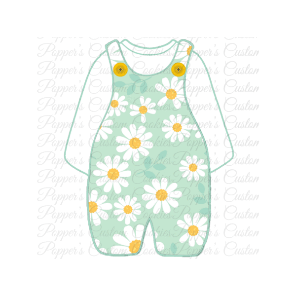 Romper, Girl's, Green Daisy, White Shirt