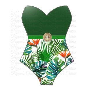 Bathing Suit, Strapless, HF, Green Tropical