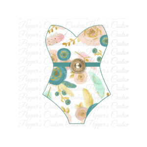 Bathing Suit, Strapless, HF, Green & Gold Floral