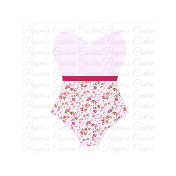 Bathing Suit, Strapless, HF, Pink Floral