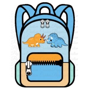 Backpack, Dino, Blue & Brown, Zipper