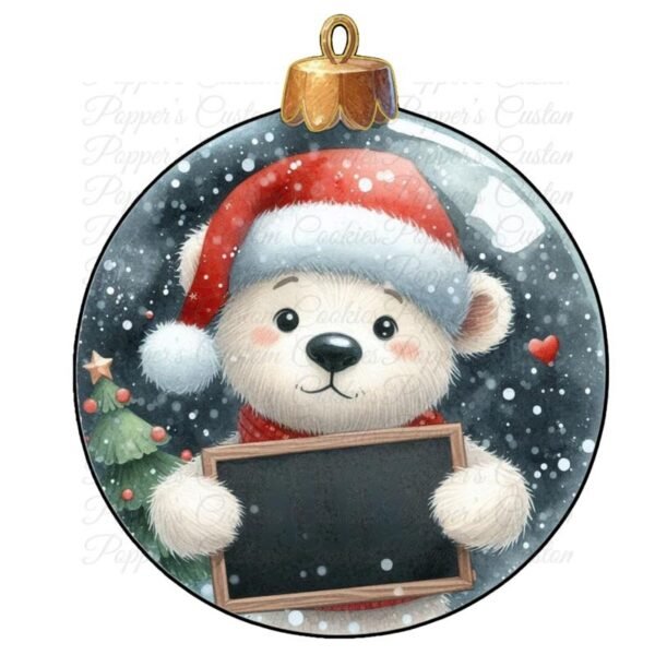 Glass Ornament, Polar Bear & Chalkboard