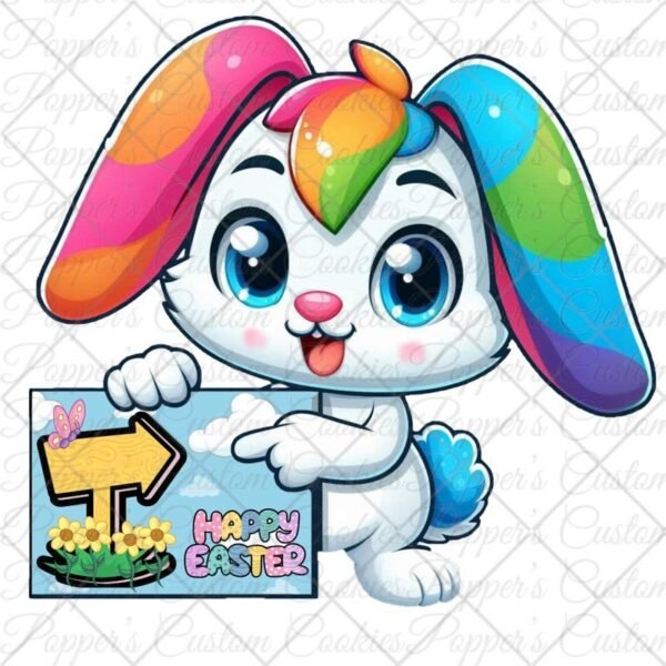 Rainbow Bunny, Happy Easter Sign
