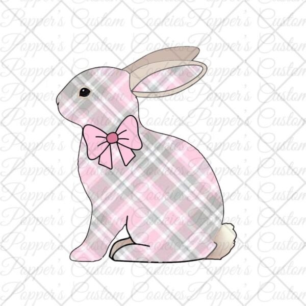Side View Bunny, Pink Plaid