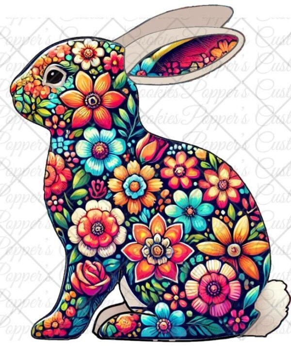 Side View Bunny, Bright Floral